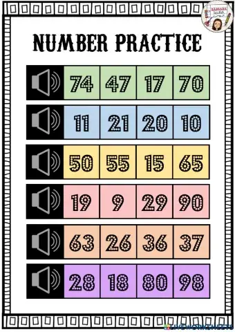 Numbers 1-100 practice