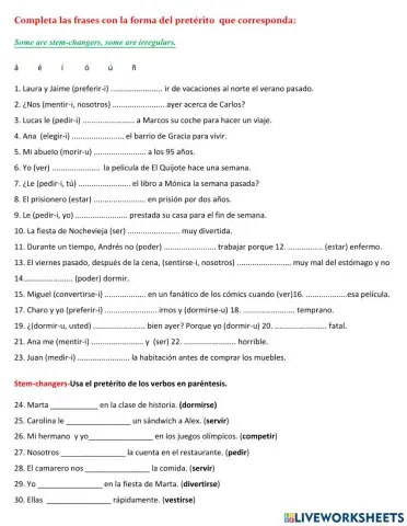 Avancemos 2 u3l2 stem changers and irregulars in preterit