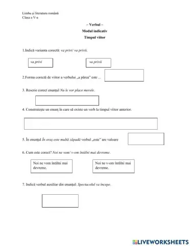 Verbul- Timpul viitor