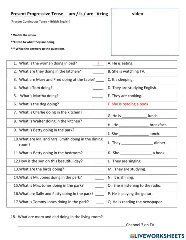 Present Progressive Tense - Listening