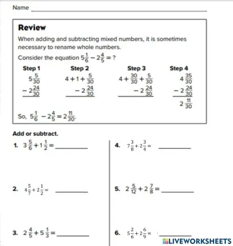 Add mixed numbers with regrouping Level 2