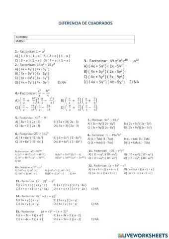 Diferencia de cuadrados