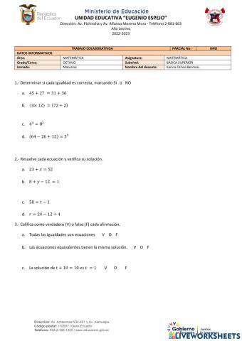 Ecuaciones de primer grado números enteros