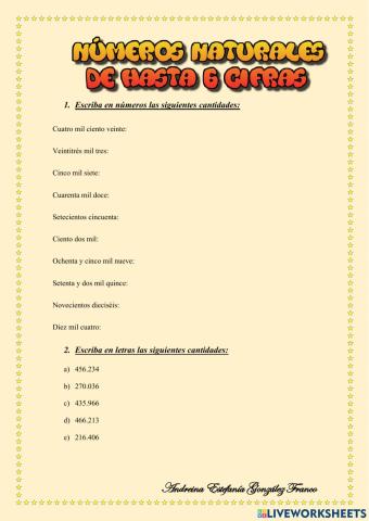 Números naturales hasta 6 cifras