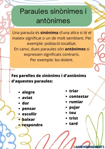 Paraules sinònimes i antònimes