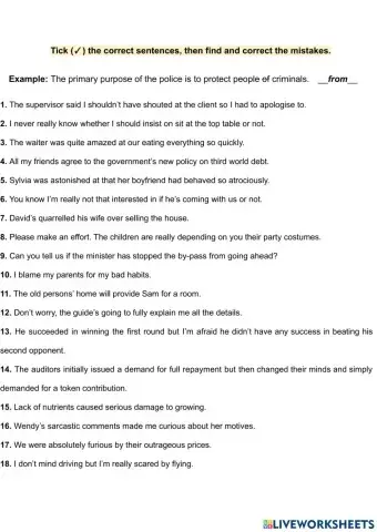 Error correction - dependant prepositions