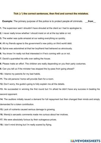 Error correction - dependant prepositions