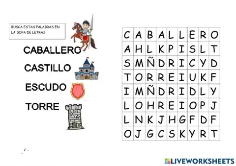 Sopa de letras los castillos