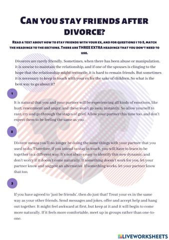 Can you stay friends after divorce?