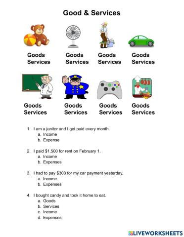 Goods, Services, Income, Expenses