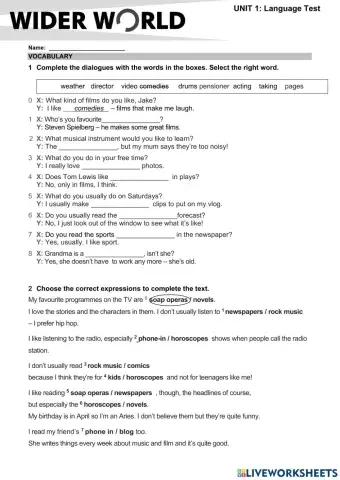 Wider World 2 Test 1