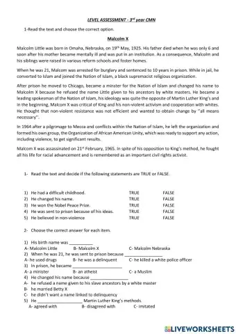 Level assessment (pre intermediate)