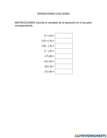 Operaciones de números con signo