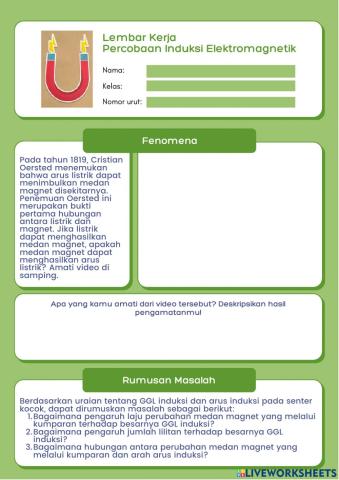 LK Percobaan Induksi Elektromagnetik