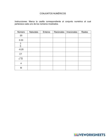 Conjuntos numéricos