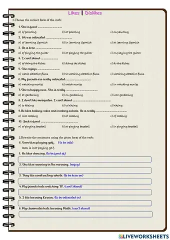 Likes-dislikes (verbs)