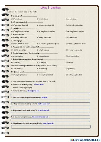 Likes-dislikes (verbs)