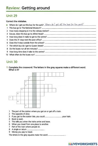 Basic Vocabulary Review 29-33 Getting around