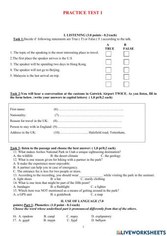 Olympic 10 - practice test 1