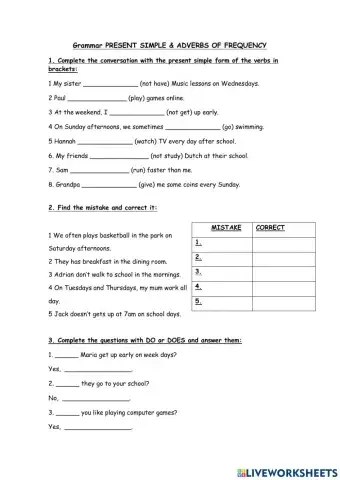 Present simple and adverbs of frequency