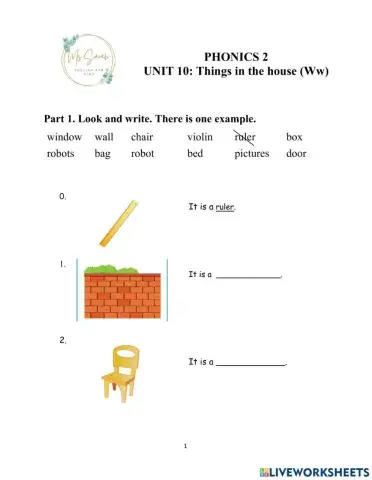 Phonics 2-Unit 10:Ww (Things in the house)