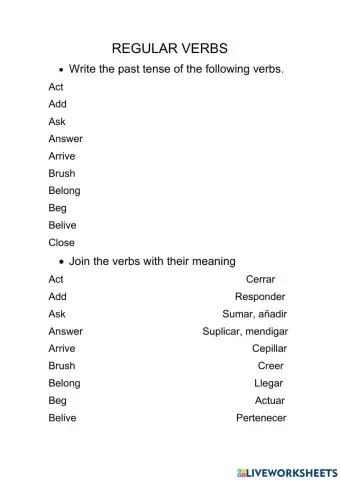 Regular verbs