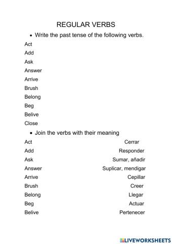 Regular verbs