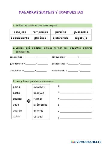 Palabras simples y compuestas