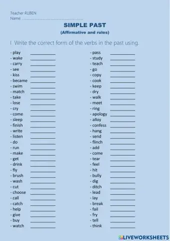 Simple past: affirmative and tules