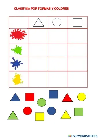 Clasifica por formas y colores