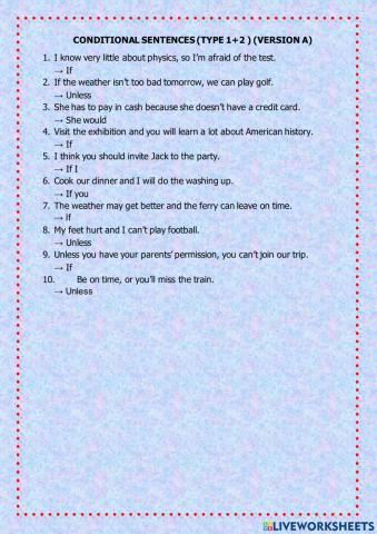 Conditional sentences (test 1)