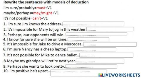 Modals of deduction (present-future)