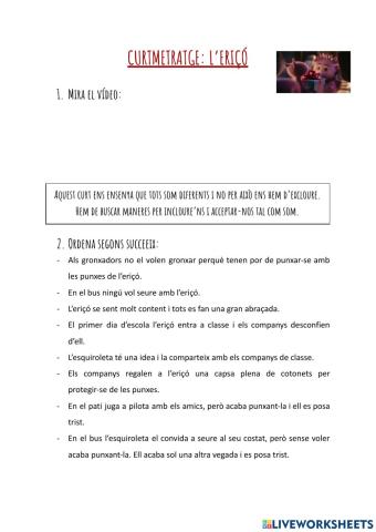 Curtmetratge L'ERIÇÓ