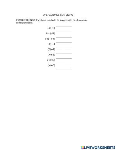 Operaciones de números con signo
