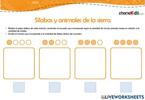 Sílabas y animales de la sierra