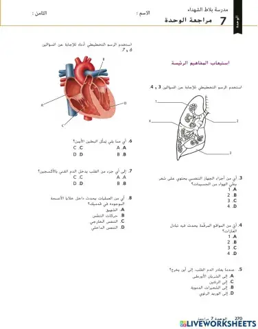 مراجعة الودة 7 الجهاز التنفسي والدوري