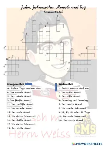 Jahr, Jahreszeiten, Monate, und Tage