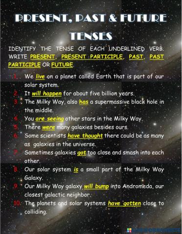 Present, past and future tenses