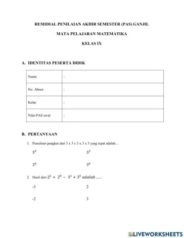 REMIDIAL PAS KELAS 9