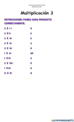 Multiplicación 0 al 4