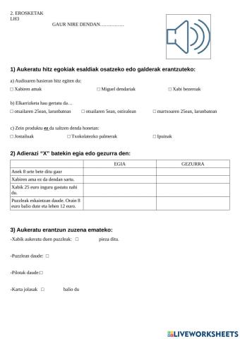 Erosketak entzumen proba