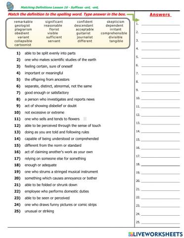 Lesson 16 - suffixes