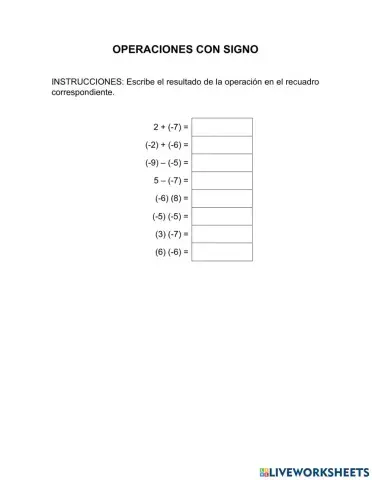Operaciones de números con signo