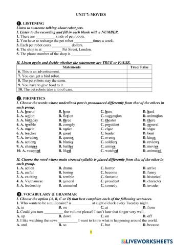 English SW 6 Unit 7 Test
