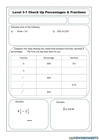 WW 3-1 Percentage Test
