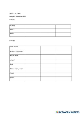 Irregular verbs - Group 2+ Group 3