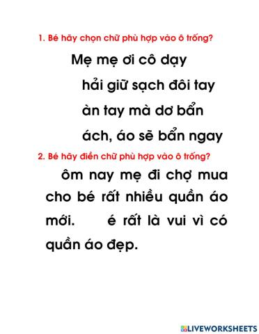 Bài tập chọn chữ hoa
