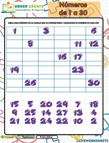 Números de 1 a 30