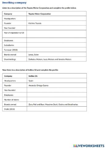 Company details Listening activity