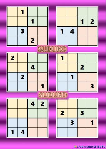 WW - Suduko Puzzles 4 x4